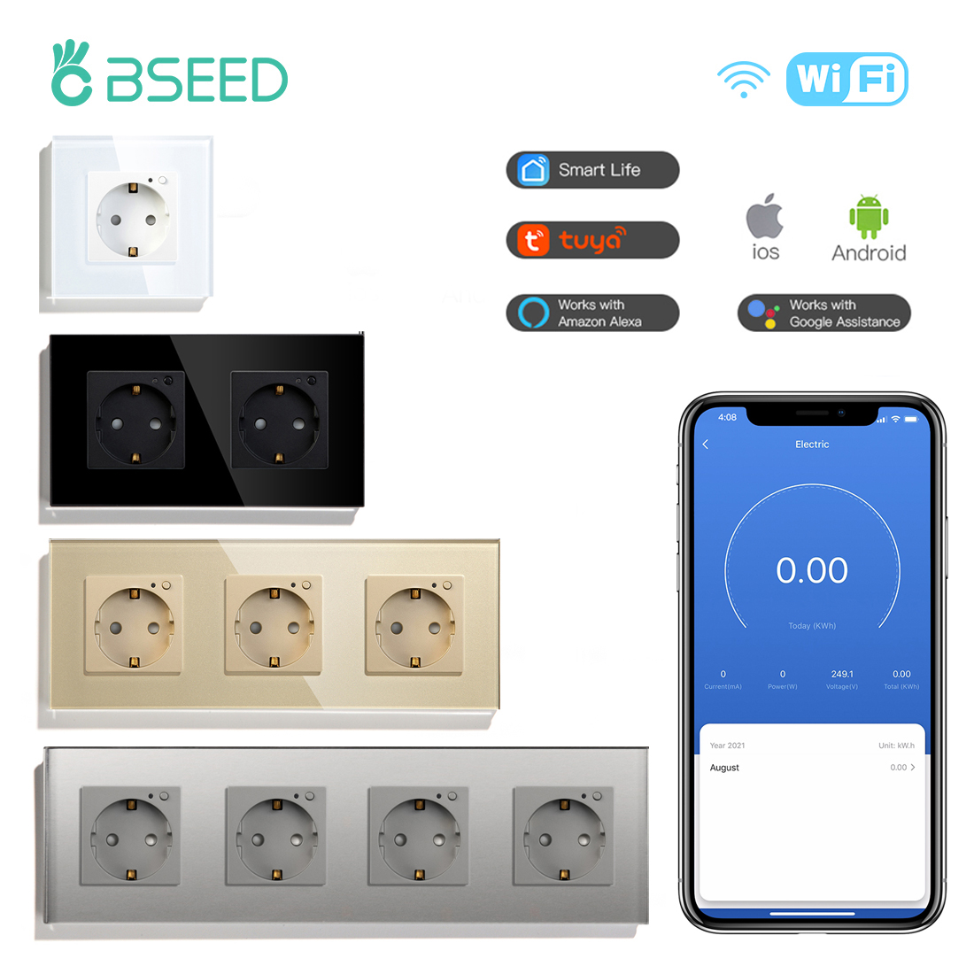 Smart Home Energy Monitor - BSEED EU Elettrico Wifi Presa Intelligente